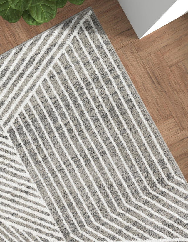 Gray 5' 1 x 7' 1 Norge Rectangle Area Rug 100% Polypropylene Easy Clean Non Shed Stain Resistant Modern Carpet for Home Interior Design for Sale at Rug Engine