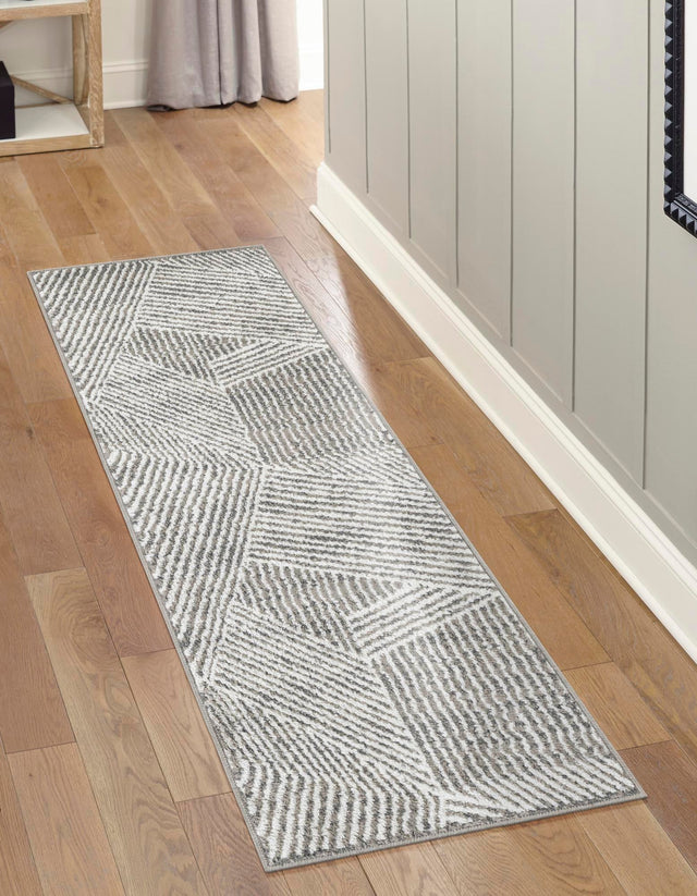 Gray 2' x 6' 1 Norge Runner Area Rug 100% Polypropylene Easy Clean Non Shed Stain Resistant Modern Carpet for Home Interior Design for Sale at Rug Engine