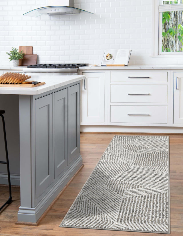 Gray 2' x 8' Norge Runner Area Rug 100% Polypropylene Easy Clean Non Shed Stain Resistant Modern Carpet for Home Interior Design for Sale at Rug Engine