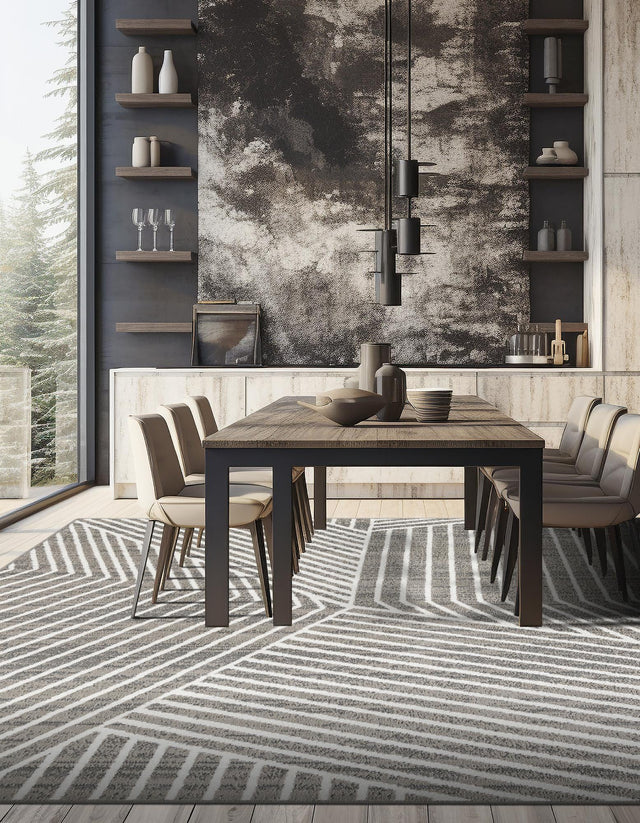 Gray 10' x 10' Norge Square Area Rug 100% Polypropylene Easy Clean Non Shed Stain Resistant Modern Carpet for Home Interior Design for Sale at Rug Engine