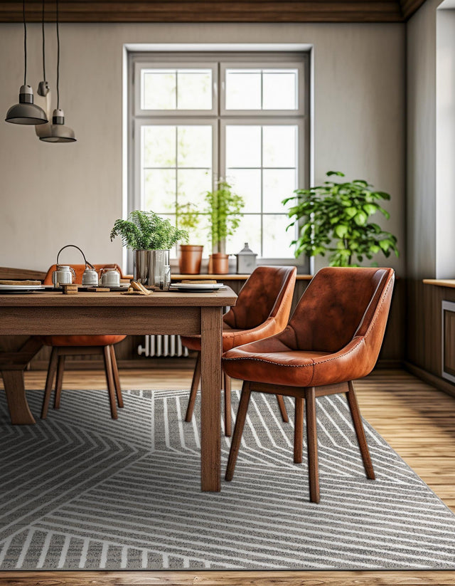Gray 7' 10 x 7' 10 Norge Square Area Rug 100% Polypropylene Easy Clean Non Shed Stain Resistant Modern Carpet for Home Interior Design for Sale at Rug Engine