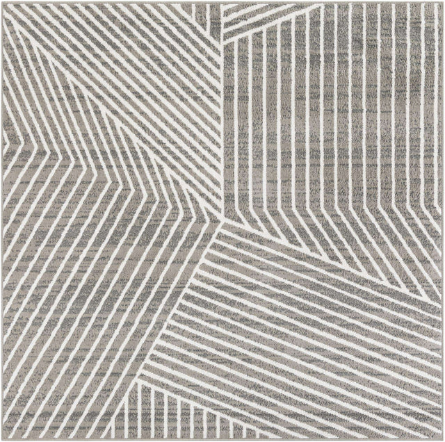 Gray 7' 10 x 7' 10 Norge Square Area Rug 100% Polypropylene Easy Clean Non Shed Stain Resistant Modern Carpet for Home Interior Design for Sale at Rug Engine