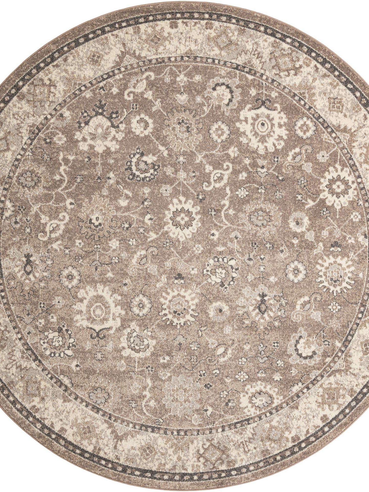 Beige Brown 10' x 10' Penrose Round Area Rug