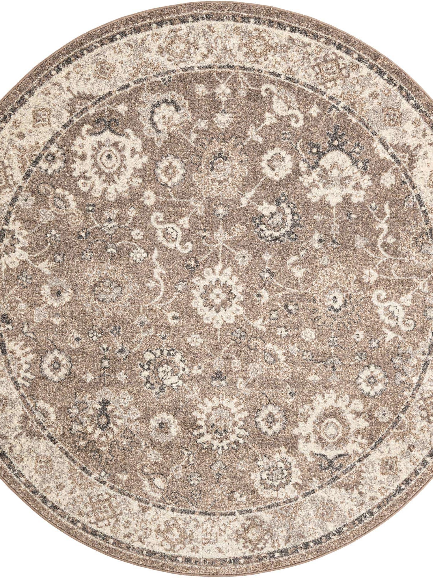Beige Brown 7' 10 x 7' 10 Penrose Round Area Rug