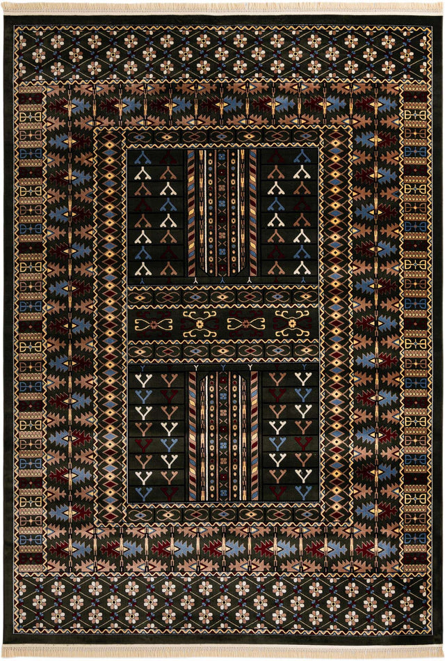 Dark Green 10' x 14' 1 Tekke Rectangle Area Rug Classic Traditional Vintage Design Carpet for Living Rooms, Dining, Bedrooms, Office Space for Sale at Rug Engine