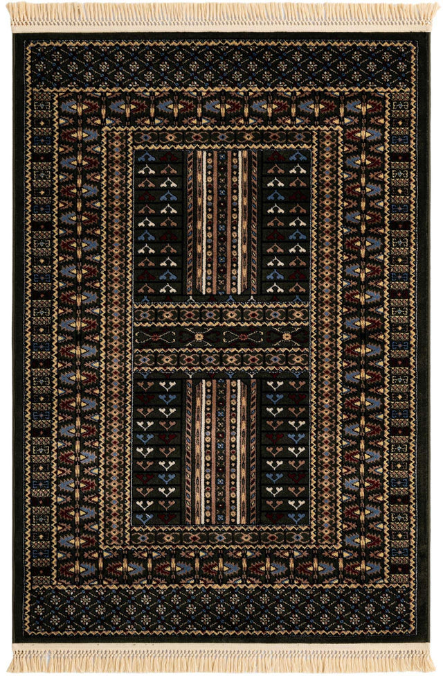 Dark Green 4' 1 x 6' 1 Tekke Rectangle Area Rug Classic Traditional Vintage Design Carpet for Living Rooms, Dining, Bedrooms, Office Space for Sale at Rug Engine