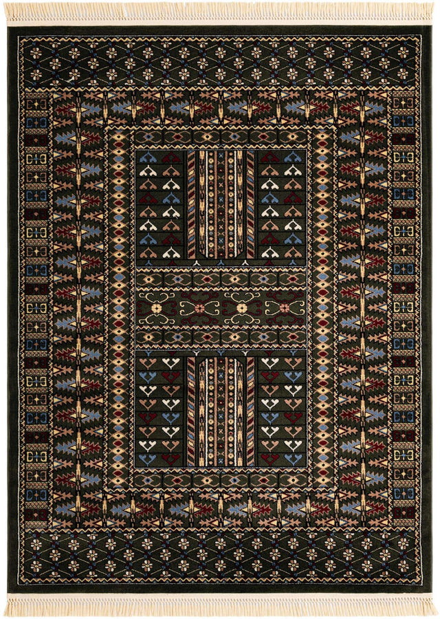 Dark Green 5' 3 x 7' 1 Tekke Rectangle Area Rug Classic Traditional Vintage Design Carpet for Living Rooms, Dining, Bedrooms, Office Space for Sale at Rug Engine