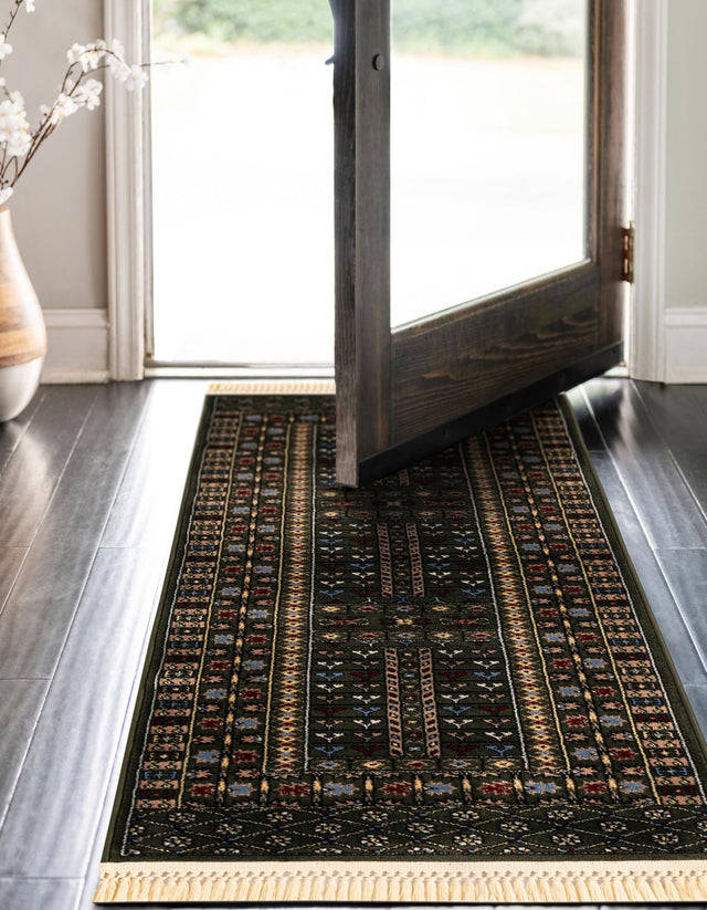 Dark Green 2' 7 x 12' Tekke Runner Area Rug Classic Traditional Vintage Design Carpet for Living Rooms, Dining, Bedrooms, Office Space for Sale at Rug Engine