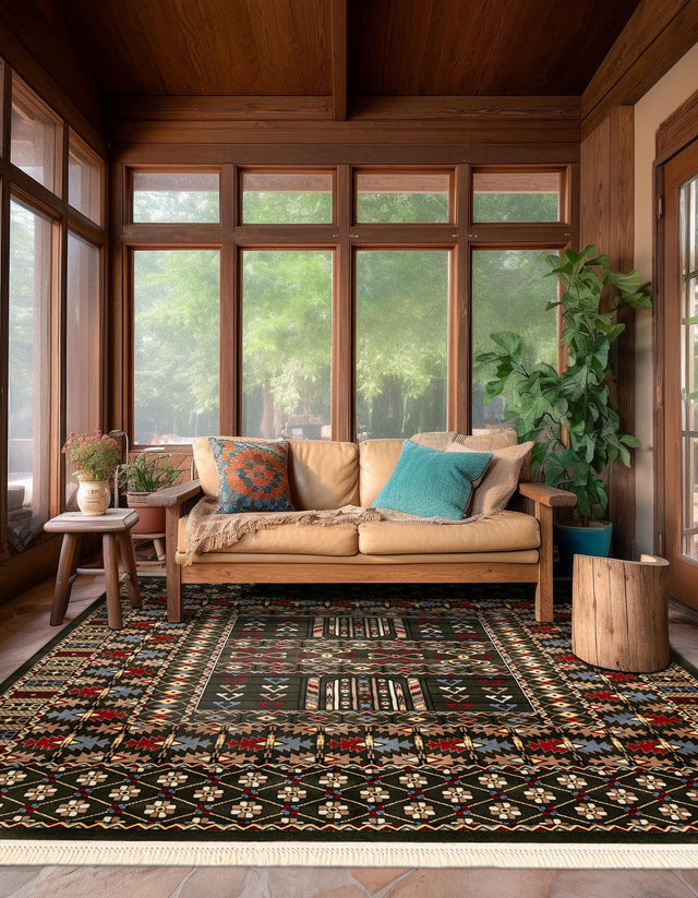 Dark Green 6' 1 x 6' 1 Tekke Square Area Rug Classic Traditional Vintage Design Carpet for Living Rooms, Dining, Bedrooms, Office Space for Sale at Rug Engine