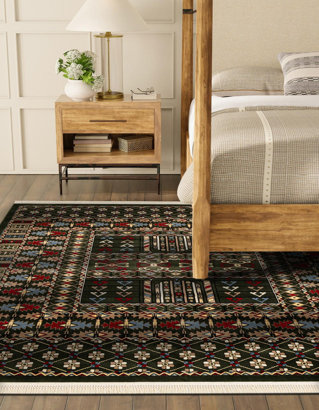 Dark Green 6' 1 x 6' 1 Tekke Square Area Rug Classic Traditional Vintage Design Carpet for Living Rooms, Dining, Bedrooms, Office Space for Sale at Rug Engine