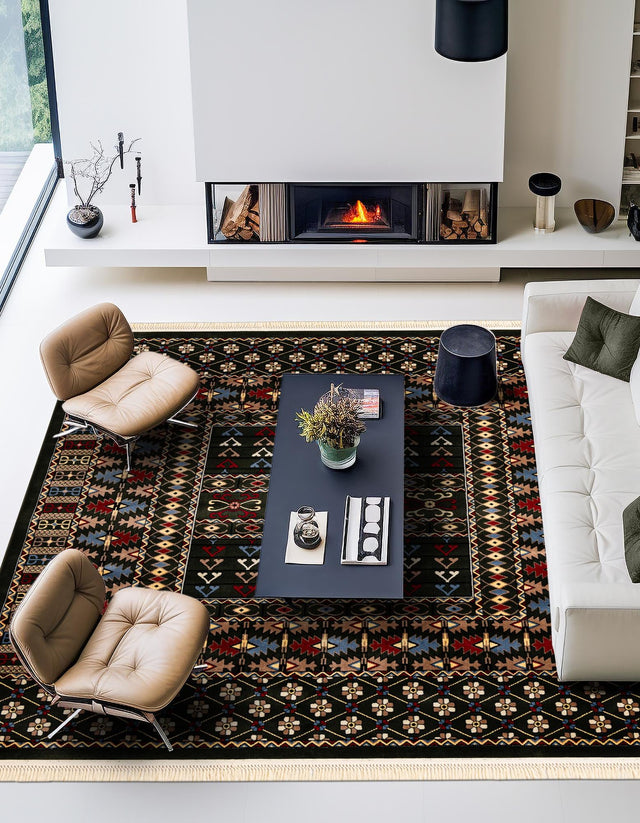 Dark Green 6' 1 x 6' 1 Tekke Square Area Rug Classic Traditional Vintage Design Carpet for Living Rooms, Dining, Bedrooms, Office Space for Sale at Rug Engine