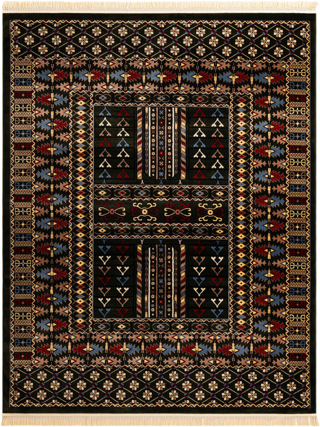 Dark Green 7' 10 x 10' Tekke Rectangle Area Rug Classic Traditional Vintage Design Carpet for Living Rooms, Dining, Bedrooms, Office Space for Sale at Rug Engine
