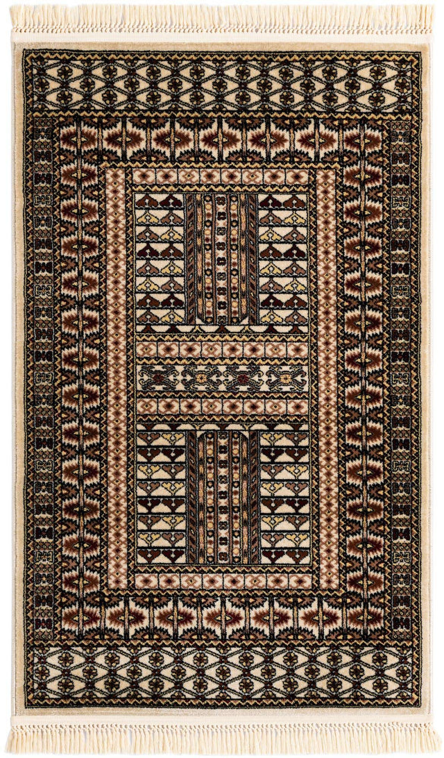 Beige 3' 1 x 5' 3 Tekke Rectangle Area Rug Classic Traditional Vintage Design Carpet for Living Rooms, Dining, Bedrooms, Office Space for Sale at Rug Engine