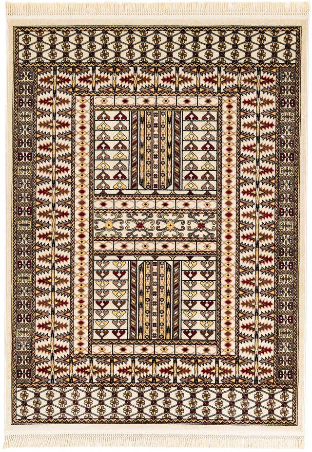 Beige 5' 3 x 7' 1 Tekke Rectangle Area Rug Classic Traditional Vintage Design Carpet for Living Rooms, Dining, Bedrooms, Office Space for Sale at Rug Engine