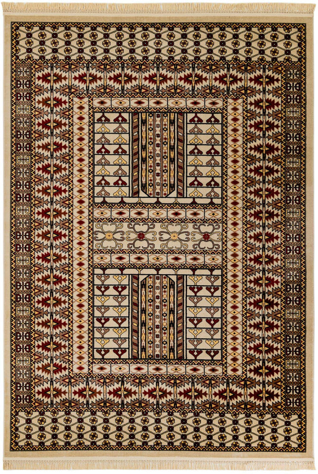 Beige 7' 1 x 10' Tekke Rectangle Area Rug Classic Traditional Vintage Design Carpet for Living Rooms, Dining, Bedrooms, Office Space for Sale at Rug Engine