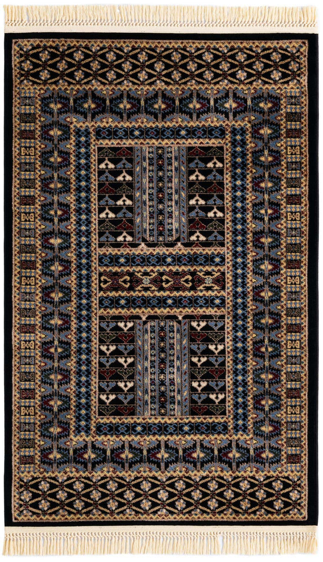 Black 3' 1 x 5' 3 Tekke Rectangle Area Rug Classic Traditional Vintage Design Carpet for Living Rooms, Dining, Bedrooms, Office Space for Sale at Rug Engine