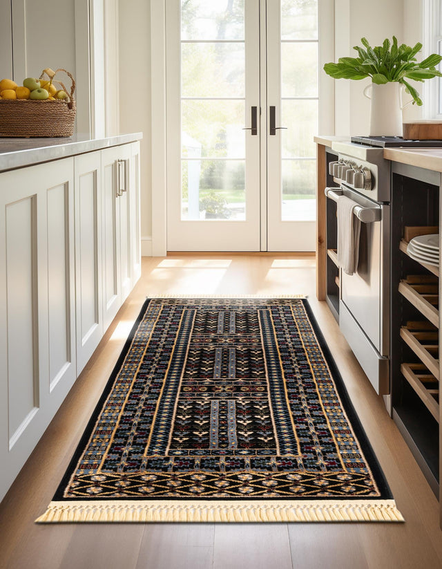 Black 2' x 8' Tekke Runner Area Rug Classic Traditional Vintage Design Carpet for Living Rooms, Dining, Bedrooms, Office Space for Sale at Rug Engine