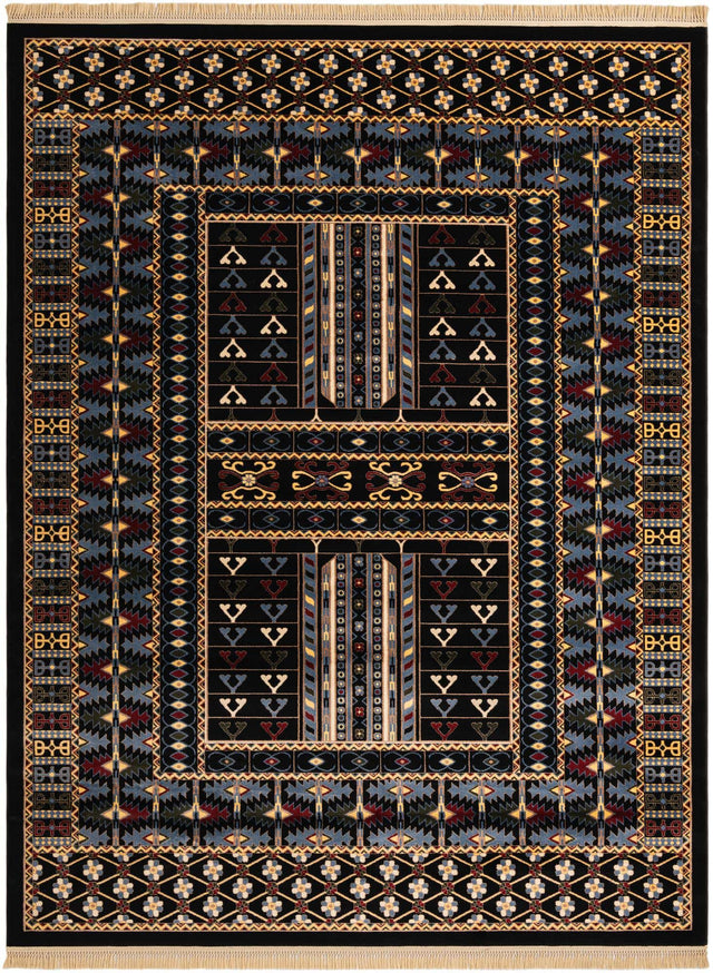 Black 9' x 12' Tekke Rectangle Area Rug Classic Traditional Vintage Design Carpet for Living Rooms, Dining, Bedrooms, Office Space for Sale at Rug Engine