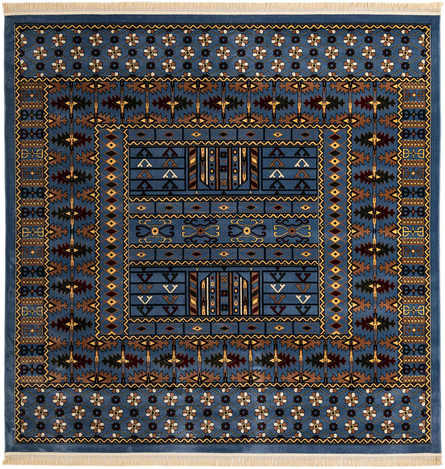 Blue 10' x 10' Tekke Square Area Rug Classic Traditional Vintage Design Carpet for Living Rooms, Dining, Bedrooms, Office Space for Sale at Rug Engine