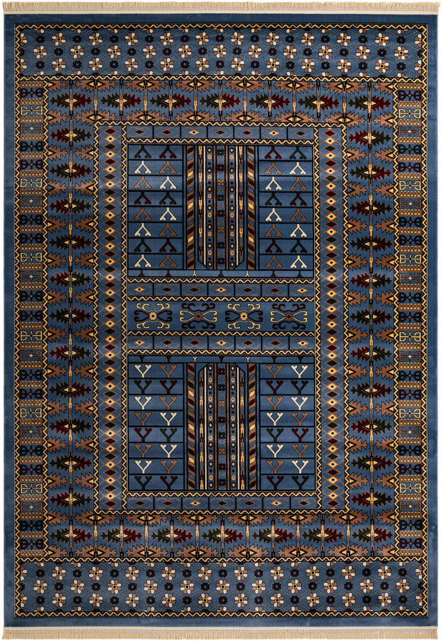 Blue 10' x 14' 1 Tekke Rectangle Area Rug Classic Traditional Vintage Design Carpet for Living Rooms, Dining, Bedrooms, Office Space for Sale at Rug Engine