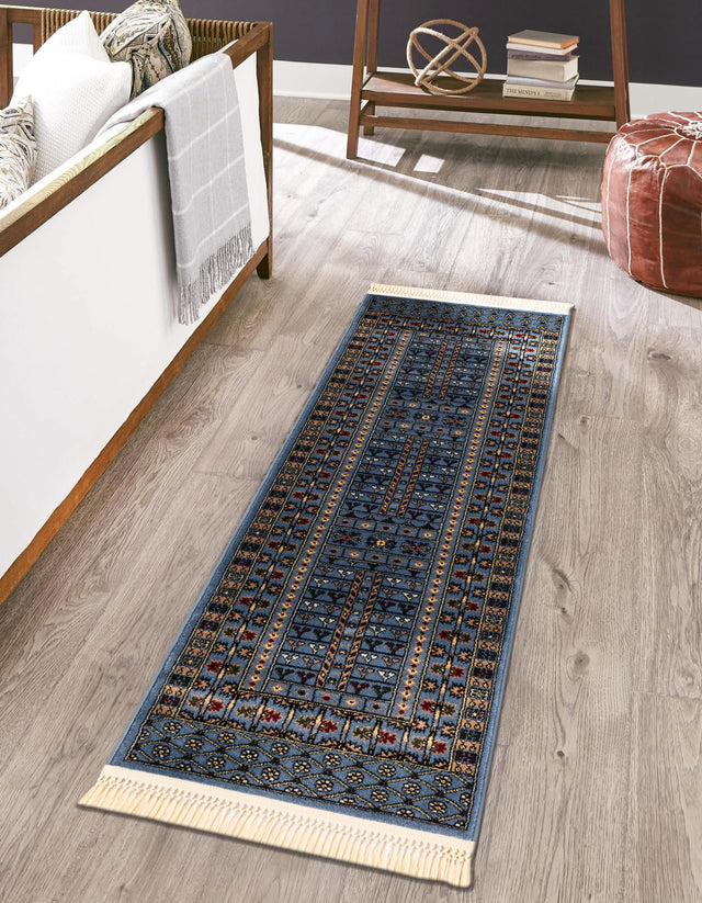 Blue 2' 7 x 12' Tekke Runner Area Rug Classic Traditional Vintage Design Carpet for Living Rooms, Dining, Bedrooms, Office Space for Sale at Rug Engine