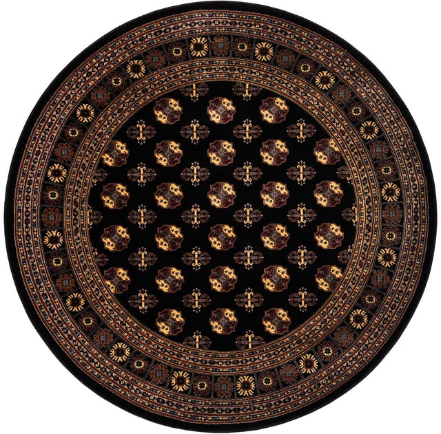 Black 6' 1 x 6' 1 Tekke Round Area Rug Classic Traditional Vintage Design Carpet for Living Rooms, Dining, Bedrooms, Office Space for Sale at Rug Engine