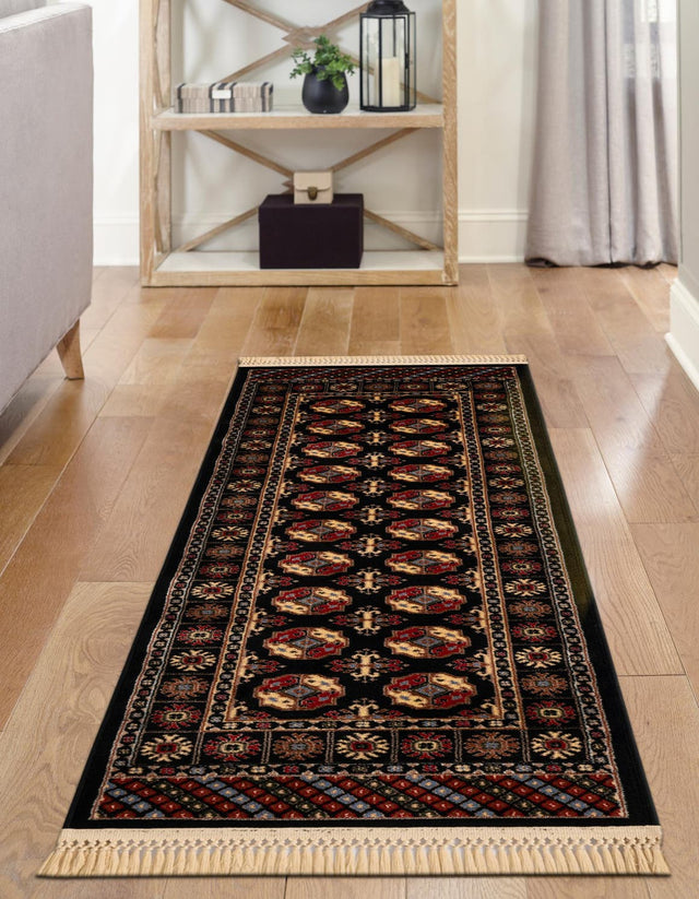 Black 2' 7 x 12' Tekke Runner Area Rug Classic Traditional Vintage Design Carpet for Living Rooms, Dining, Bedrooms, Office Space for Sale at Rug Engine