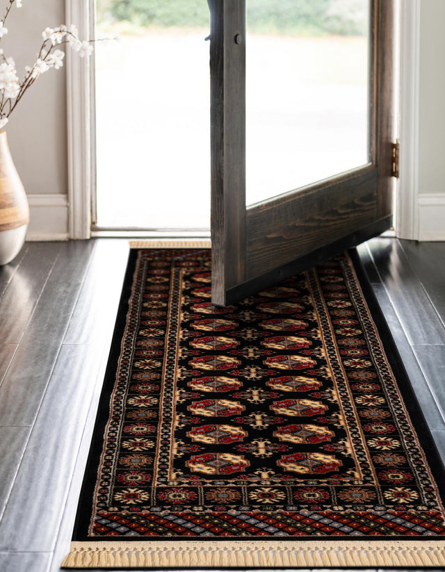Black 2' 7 x 12' Tekke Runner Area Rug Classic Traditional Vintage Design Carpet for Living Rooms, Dining, Bedrooms, Office Space for Sale at Rug Engine