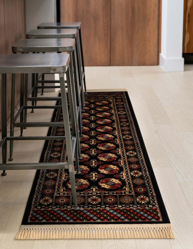 Black 2' 7 x 12' Tekke Runner Area Rug Classic Traditional Vintage Design Carpet for Living Rooms, Dining, Bedrooms, Office Space for Sale at Rug Engine