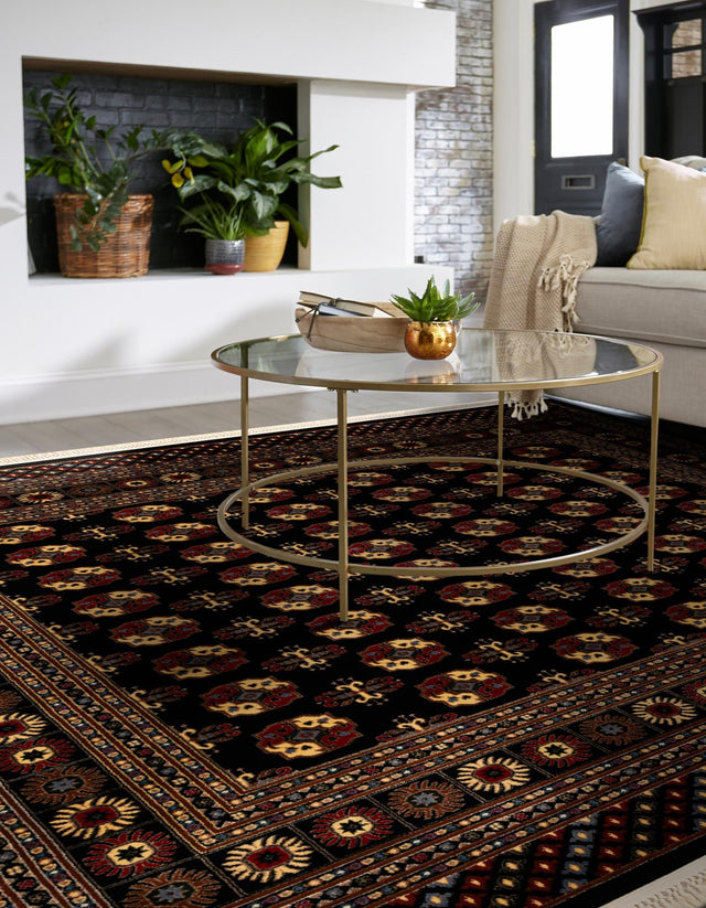 Black 10' x 10' Tekke Square Area Rug Classic Traditional Vintage Design Carpet for Living Rooms, Dining, Bedrooms, Office Space for Sale at Rug Engine