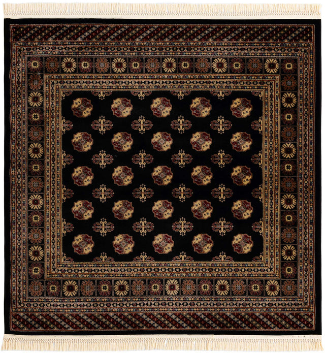 Black 6' 1 x 6' 1 Tekke Square Area Rug Classic Traditional Vintage Design Carpet for Living Rooms, Dining, Bedrooms, Office Space for Sale at Rug Engine