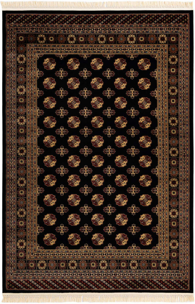 Black 6' 1 x 9' Tekke Rectangle Area Rug Classic Traditional Vintage Design Carpet for Living Rooms, Dining, Bedrooms, Office Space for Sale at Rug Engine