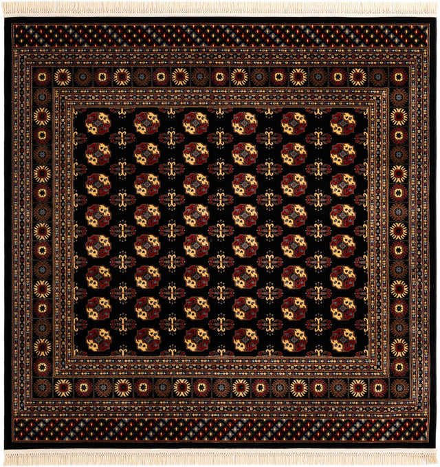 Black 7' 10 x 7' 10 Tekke Square Area Rug Classic Traditional Vintage Design Carpet for Living Rooms, Dining, Bedrooms, Office Space for Sale at Rug Engine
