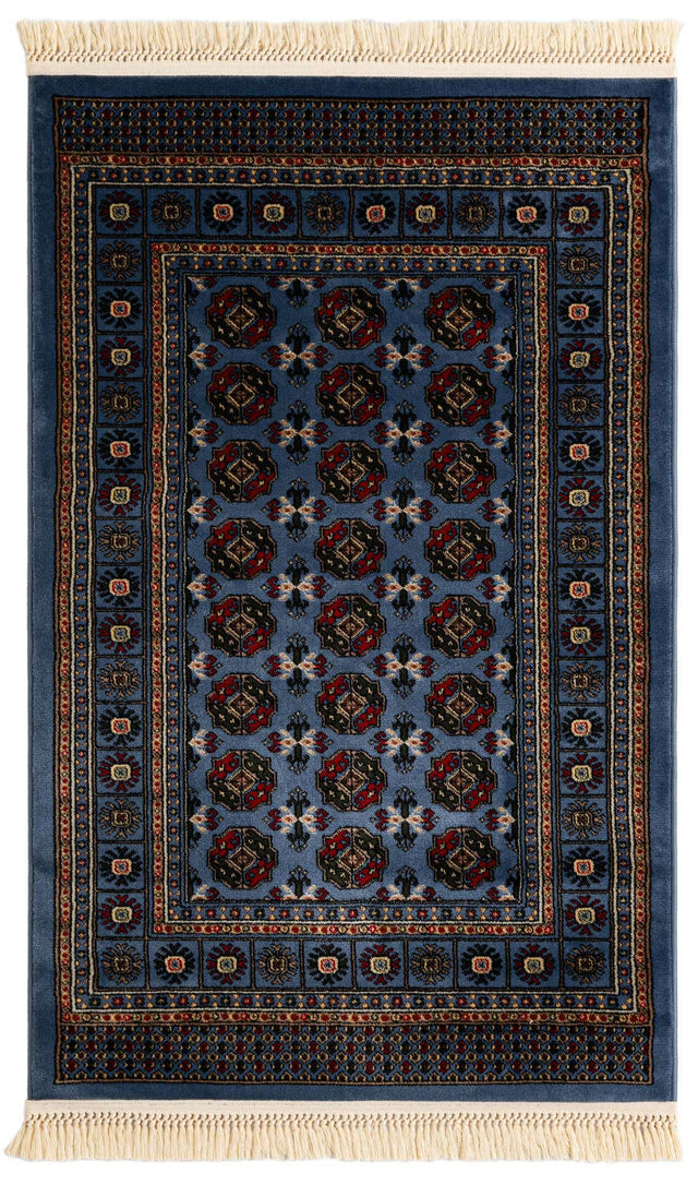Blue 3' 1 x 5' 3 Tekke Rectangle Area Rug Classic Traditional Vintage Design Carpet for Living Rooms, Dining, Bedrooms, Office Space for Sale at Rug Engine
