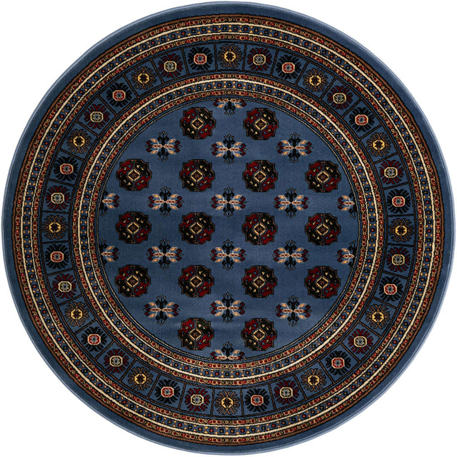Blue 5' 3 x 5' 3 Tekke Round Area Rug Classic Traditional Vintage Design Carpet for Living Rooms, Dining, Bedrooms, Office Space for Sale at Rug Engine