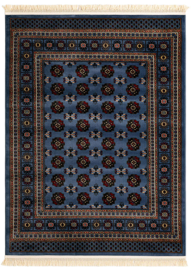 Blue 5' 3 x 7' 1 Tekke Rectangle Area Rug Classic Traditional Vintage Design Carpet for Living Rooms, Dining, Bedrooms, Office Space for Sale at Rug Engine