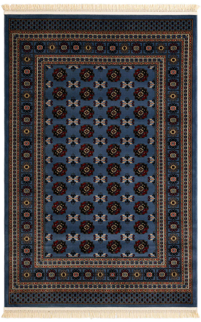 Blue 5' 3 x 8' Tekke Rectangle Area Rug Classic Traditional Vintage Design Carpet for Living Rooms, Dining, Bedrooms, Office Space for Sale at Rug Engine