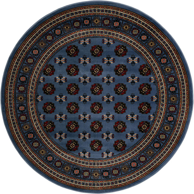 Blue 6' 1 x 6' 1 Tekke Round Area Rug Classic Traditional Vintage Design Carpet for Living Rooms, Dining, Bedrooms, Office Space for Sale at Rug Engine
