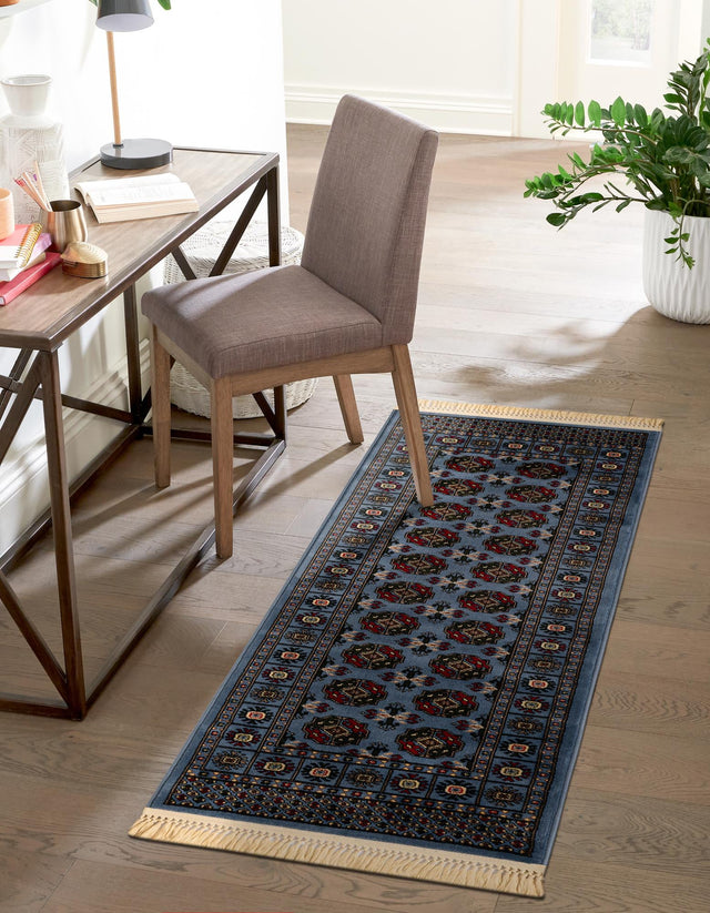 Blue 2' 7 x 12' Tekke Runner Area Rug Classic Traditional Vintage Design Carpet for Living Rooms, Dining, Bedrooms, Office Space for Sale at Rug Engine