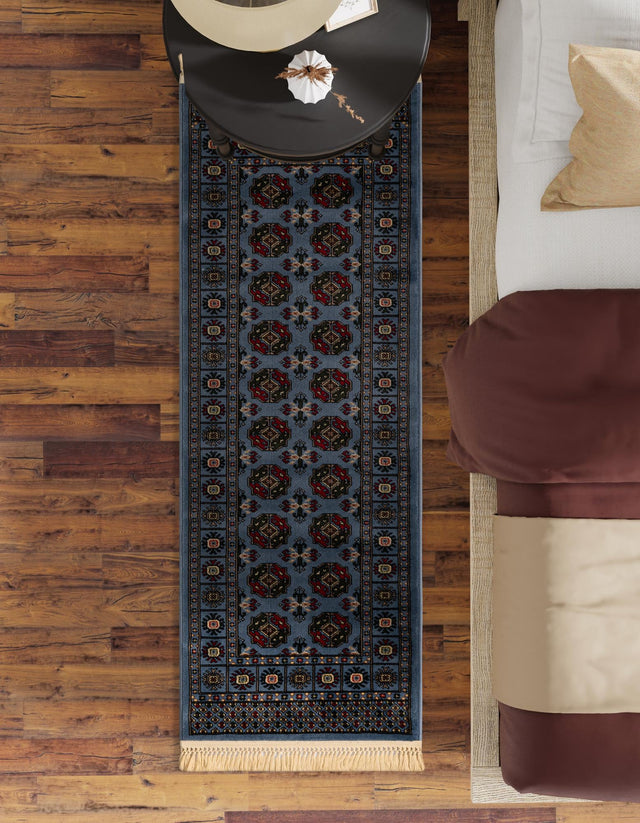 Blue 2' x 8' Tekke Runner Area Rug Classic Traditional Vintage Design Carpet for Living Rooms, Dining, Bedrooms, Office Space for Sale at Rug Engine