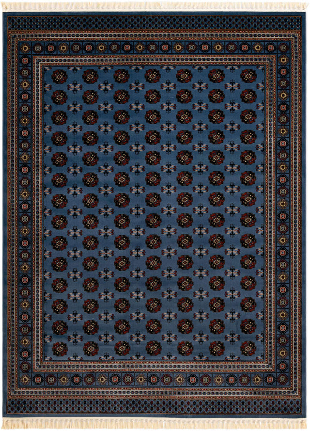 Blue 9' x 12' Tekke Rectangle Area Rug Classic Traditional Vintage Design Carpet for Living Rooms, Dining, Bedrooms, Office Space for Sale at Rug Engine
