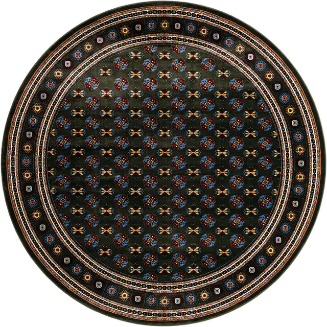 Dark Green 10' x 10' Tekke Round Area Rug Classic Traditional Vintage Design Carpet for Living Rooms, Dining, Bedrooms, Office Space for Sale at Rug Engine