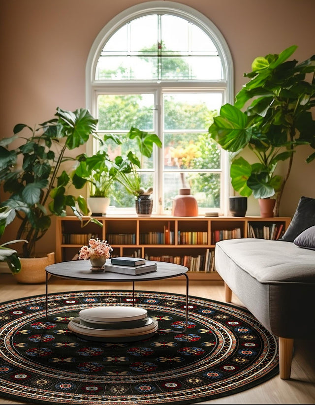 Dark Green 3' 1 x 3' 1 Tekke Round Area Rug Classic Traditional Vintage Design Carpet for Living Rooms, Dining, Bedrooms, Office Space for Sale at Rug Engine