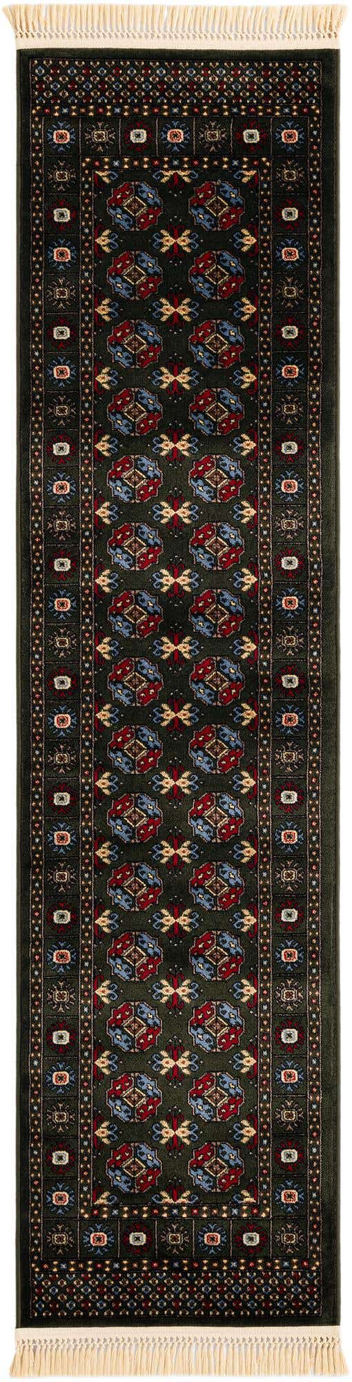 Dark Green 2' x 8' Tekke Runner Area Rug Classic Traditional Vintage Design Carpet for Living Rooms, Dining, Bedrooms, Office Space for Sale at Rug Engine
