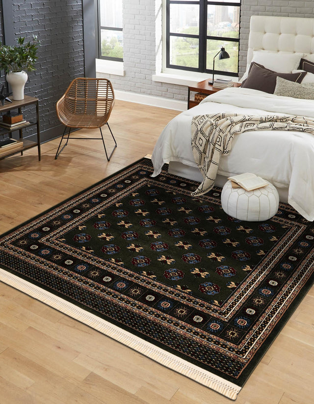 Dark Green 6' 1 x 6' 1 Tekke Square Area Rug Classic Traditional Vintage Design Carpet for Living Rooms, Dining, Bedrooms, Office Space for Sale at Rug Engine