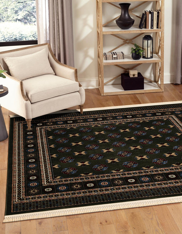 Dark Green 6' 1 x 6' 1 Tekke Square Area Rug Classic Traditional Vintage Design Carpet for Living Rooms, Dining, Bedrooms, Office Space for Sale at Rug Engine