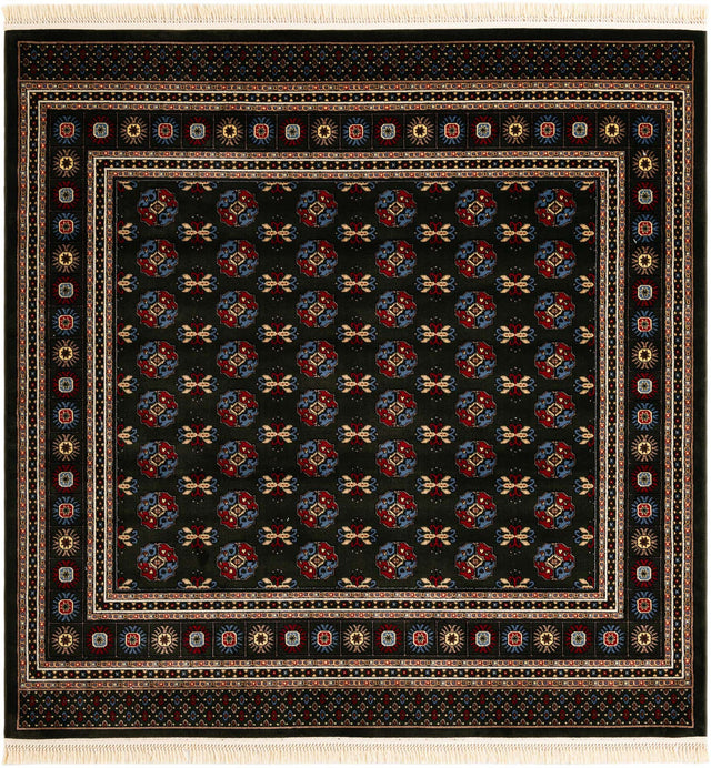 Dark Green 7' 10 x 7' 10 Tekke Square Area Rug Classic Traditional Vintage Design Carpet for Living Rooms, Dining, Bedrooms, Office Space for Sale at Rug Engine