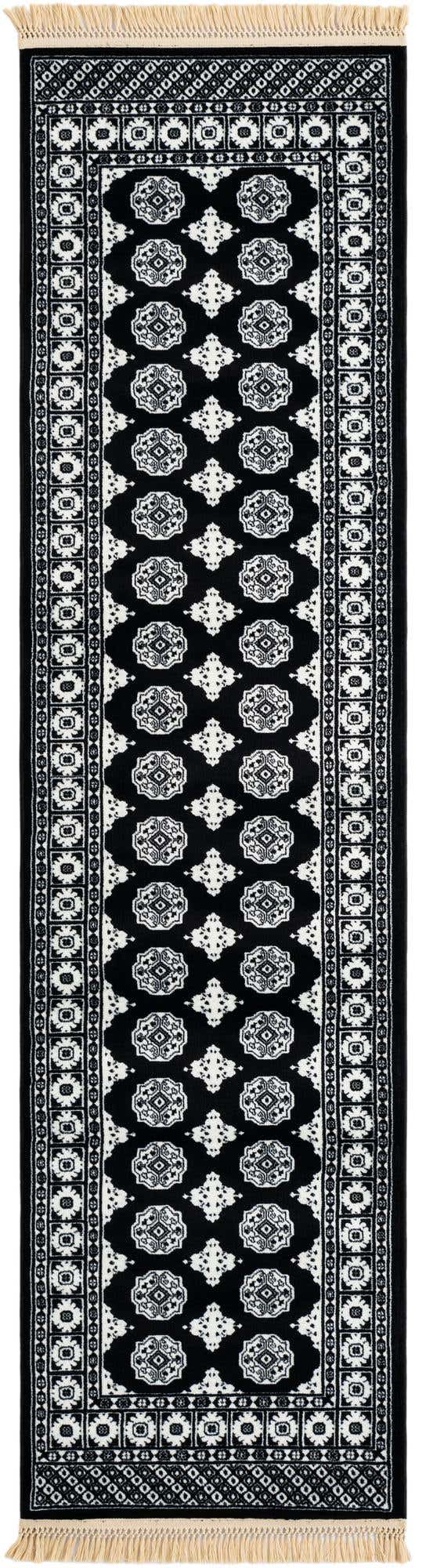Black and White 2' 7 x 10' Tekke Runner Area Rug Classic Traditional Vintage Design Carpet for Living Rooms, Dining, Bedrooms, Office Space for Sale at Rug Engine