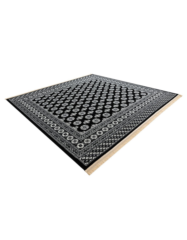 Black and White 10' x 10' Tekke Square Area Rug Classic Traditional Vintage Design Carpet for Living Rooms, Dining, Bedrooms, Office Space for Sale at Rug Engine