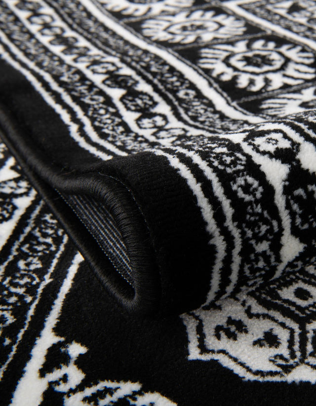 Black and White 3' 1 x 3' 1 Tekke Round Area Rug Classic Traditional Vintage Design Carpet for Living Rooms, Dining, Bedrooms, Office Space for Sale at Rug Engine